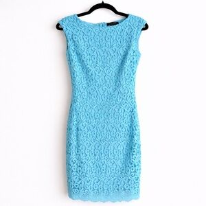 Lauren Ralph Lauren Aqua Lace Sheath Dress Size 2 Wedding Guest Cocktail Dress